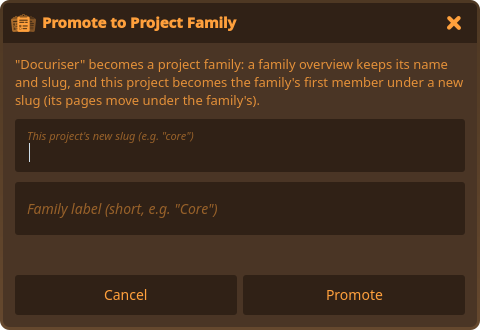 The Promote dialog