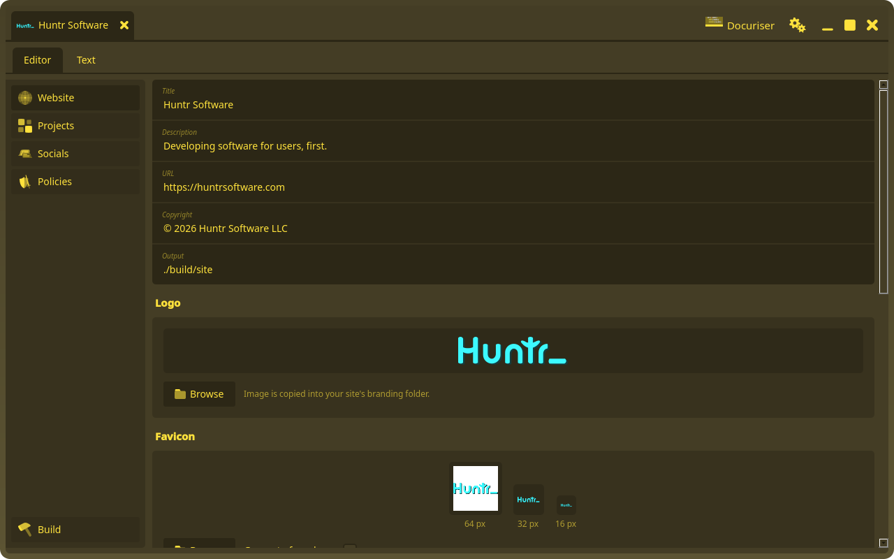 The Website panel