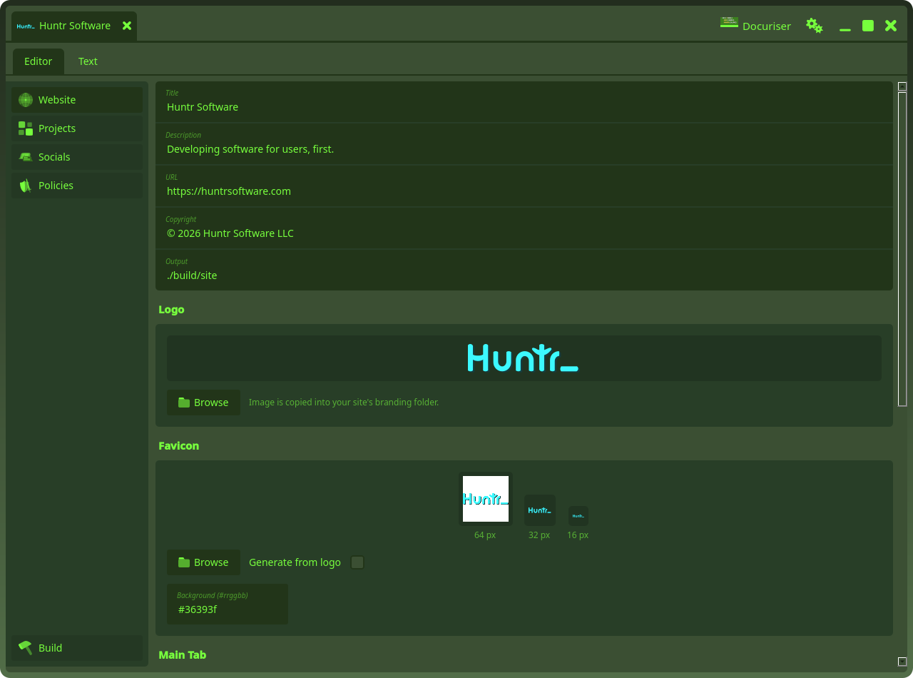 The Main Tab preview