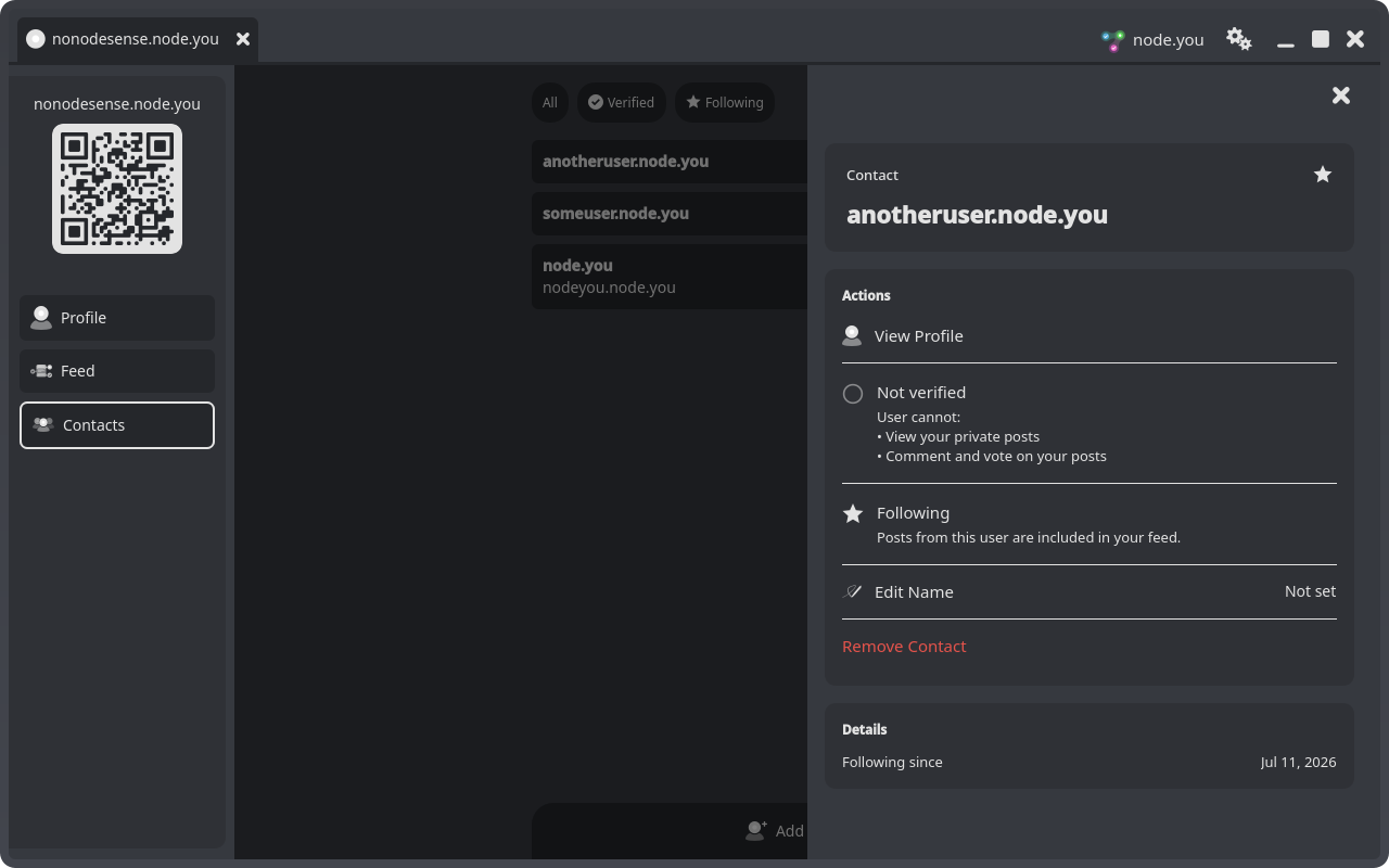 The contact details panel